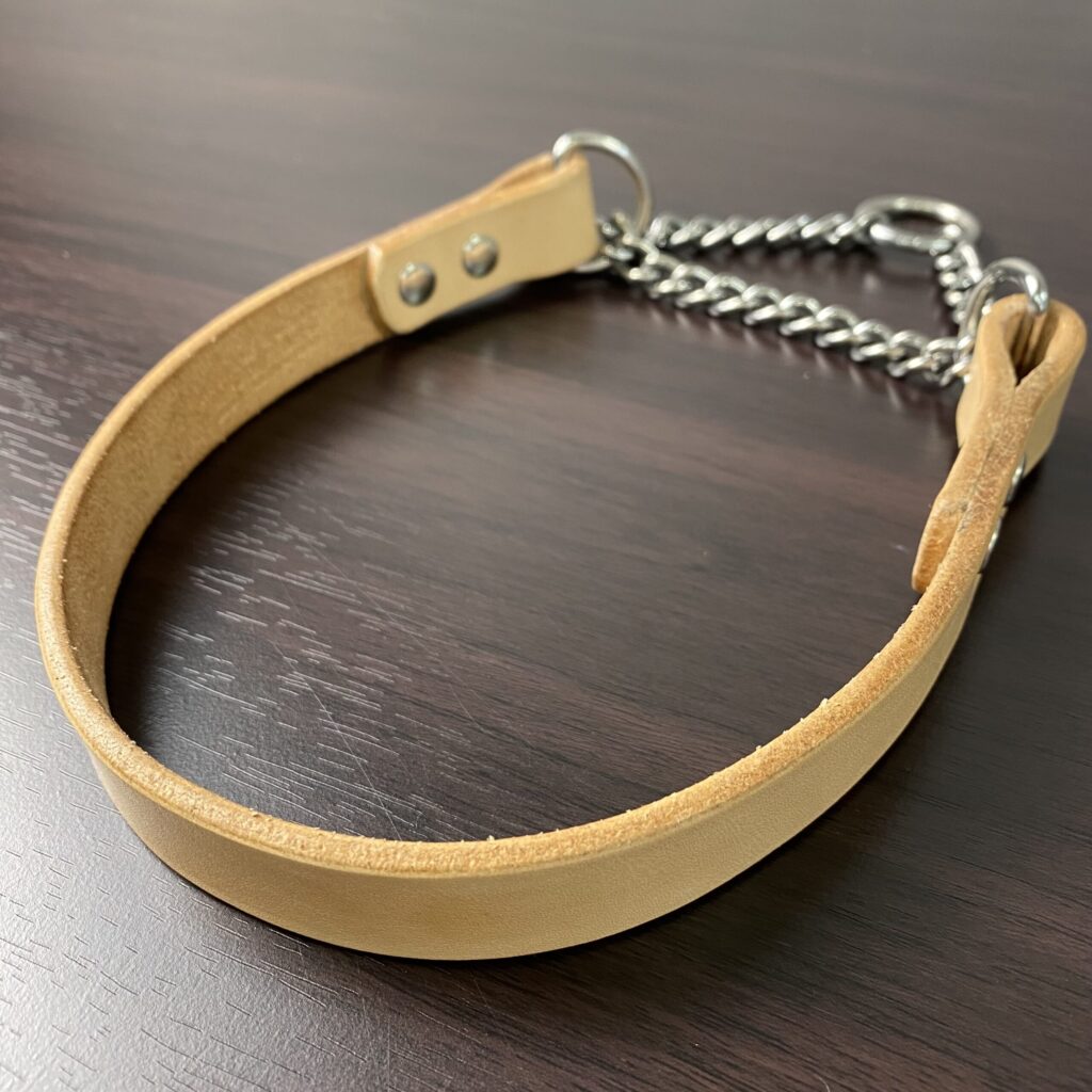 本革ハーフチョーク｜20mm幅・名入れ刻印対応・選べるカラー13色｜PINE SIDE LEATHER｜大型犬向け本革犬具・ハンドメイド革小物.